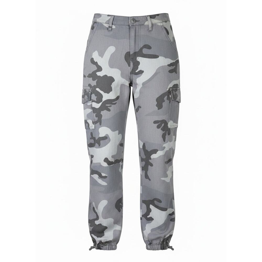 Superdown Gray Camo Cargo Jogger Pants Womens 25 Drawstring Hem Utility